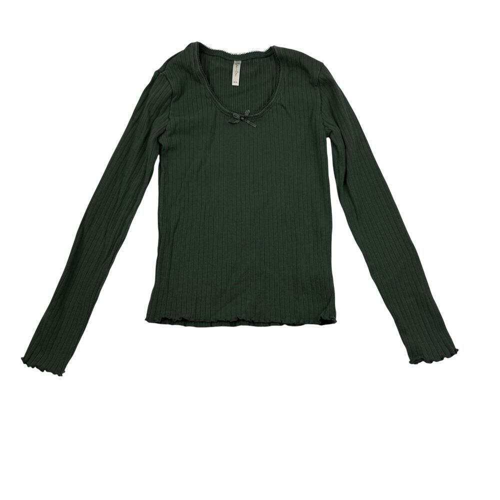 Rylee + Cru Green Layering Ribbed Shirt, Size 6/7